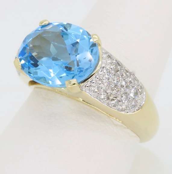 Blue Topaz and Diamond Cocktail Ring