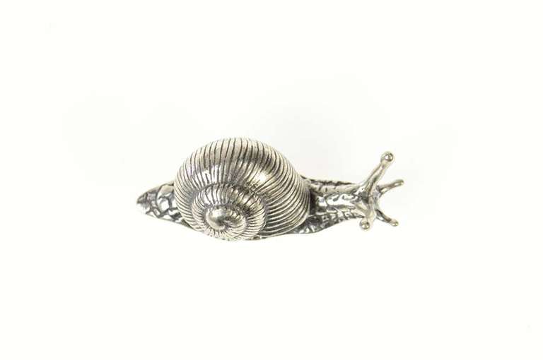 Sterling Silver 3D Ornate Detailed Snail Shell Animal Figurine
