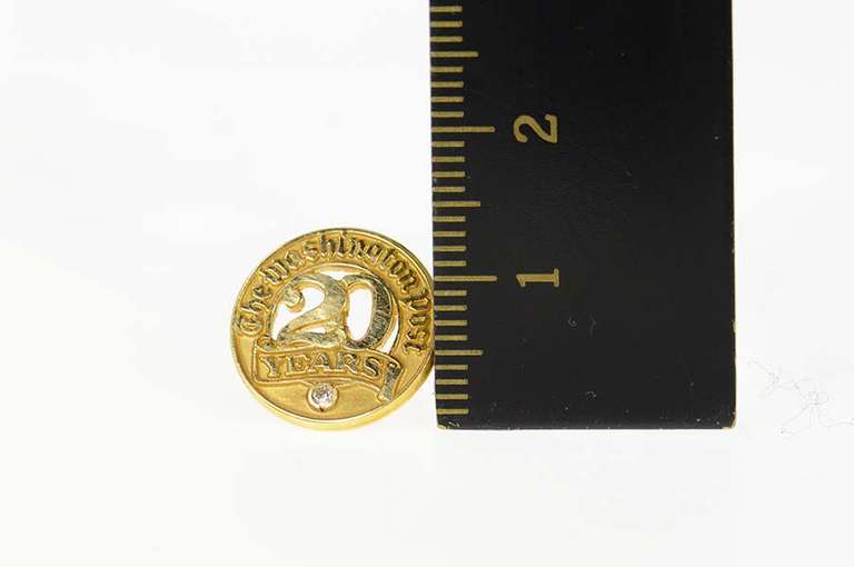 14K Yellow Gold The Washington Post Diamond 20 Years Lapel Pin/Brooch
