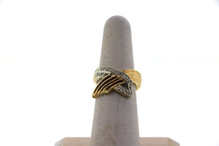 Contemporary Diamond Crusted Ring with 14k White and Yellow Gold