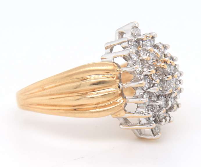 Stunning Yellow Gold Diamond Cluster Ring
