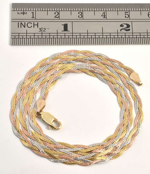 Sparkling Tri-Color Braided Necklace
