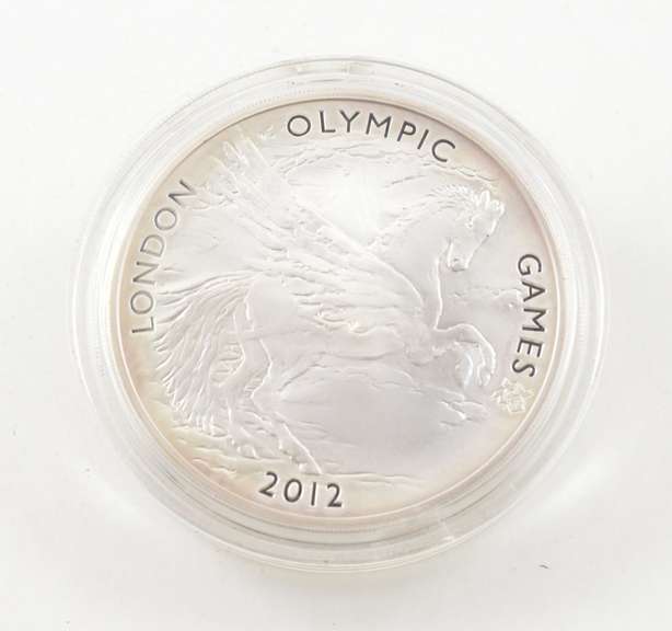 2012 United Kingdom 10 Pounds London Olympic Games 5 Oz Silver - BOX