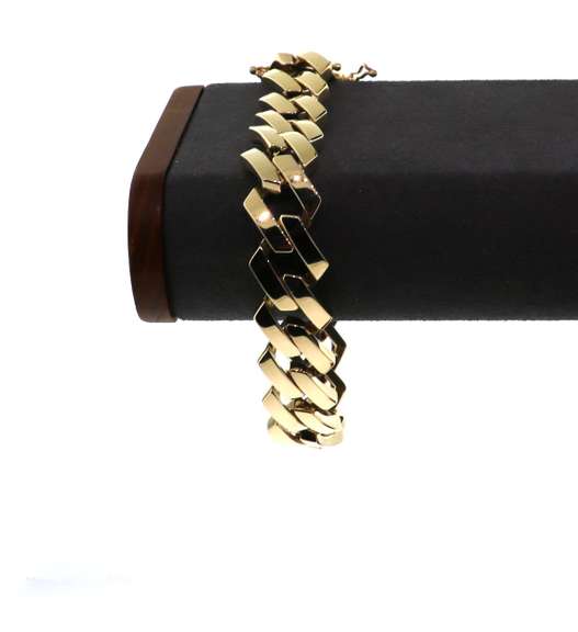Shiny 14k Gold Curb Chain Italian Handmade Bracelet