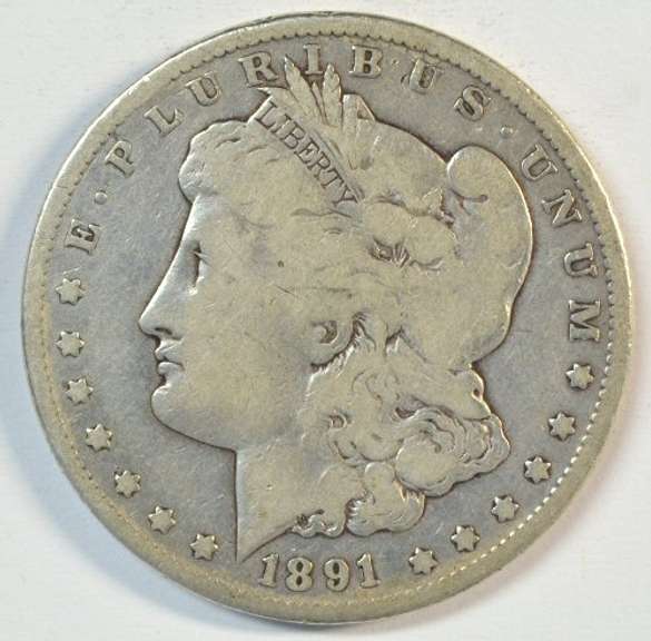 Key date 1891-CC Morgan Silver Dollar in circ