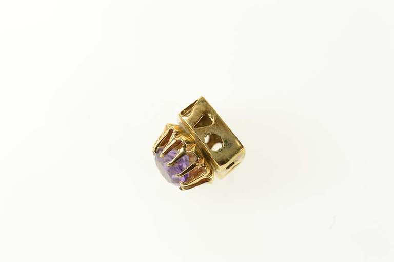 14K Yellow Gold 3D Amethyst Squared Slide Bracelet Charm/Pendant