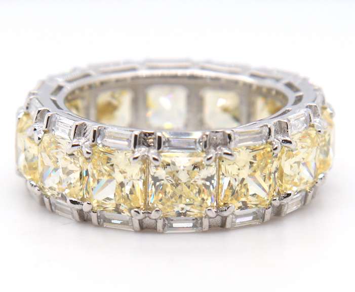 Sterling Silver Princess Cut Yellow Cubic Zirconia Band