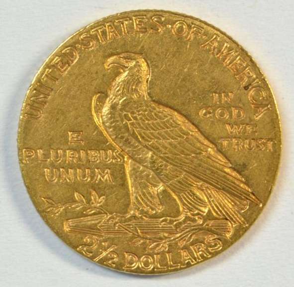 Upper end 1910 US $2.50 Indian Gold Piece. Nice