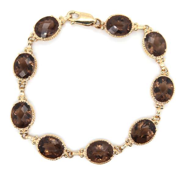 Wonderful Smokey Quartz Yellow Gold Bracelet
