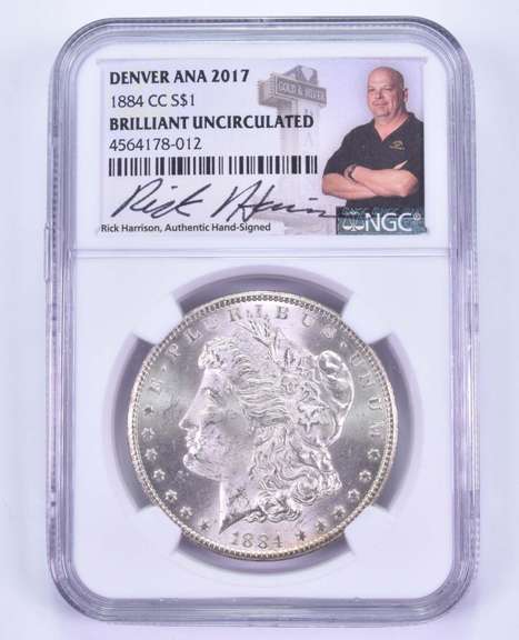 BU 1884-CC Morgan Silver Dollar Denver ANA 2017 Signed Harrison - NGC