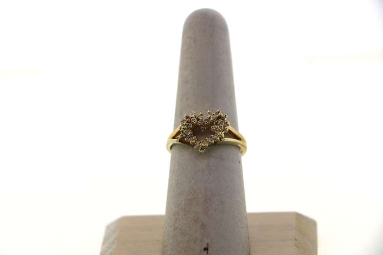 Heart Shaped Diamond Cluster Ring with 14k Gold
