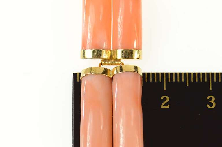 14K Yellow Gold Carved Coral Chinese Happiness Symbol Bracelet