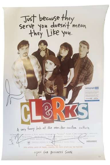Clerks Cast Signed Autographed 27x40 Poster Kevin Smith Jason Mewes ACOA