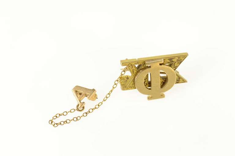 10K Yellow Gold Phi Kappa Kappa Ornate Victorian Lapel Pin/Brooch