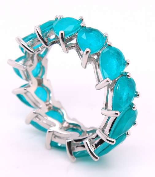 Sterling Silver Green Cubic Zirconia Band