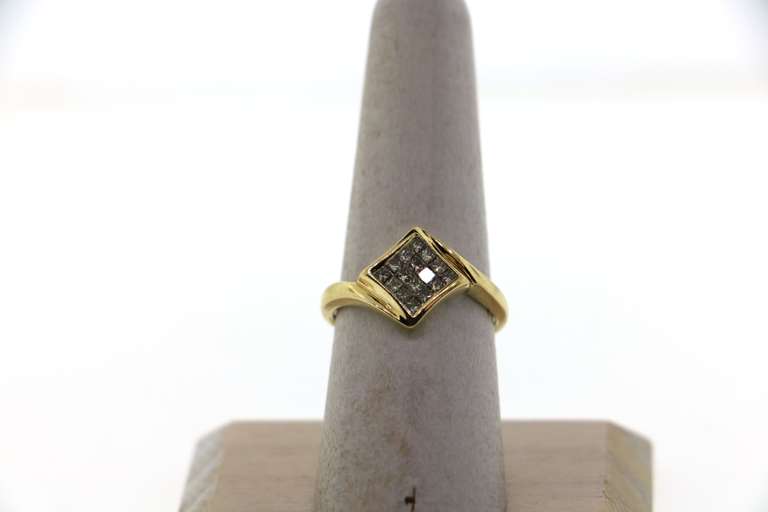 Contemporary Sqaure Cluster Diamond Ring with 14k Gold