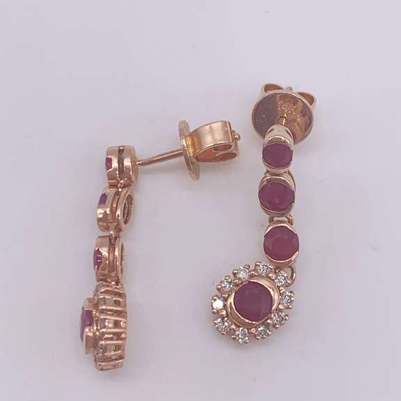 14kt Gold, Ruby, & Diamond Earrings