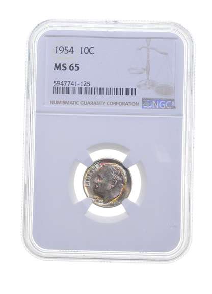 MS65 1954 Roosevelt Dime - Graded NGC - Internal Cud