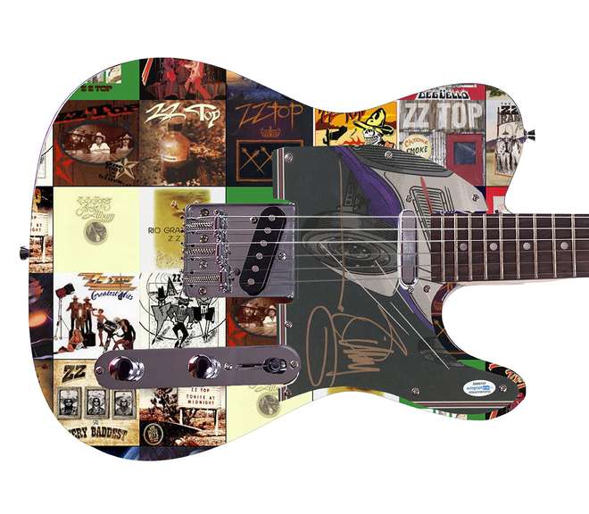 ZZ Top Billy Gibbons Autographed Signed Custom Photo Graphics Guitar ACOA