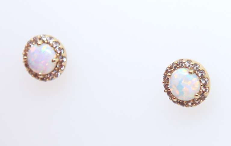 Beautiful Synthetic and Opal Yellow Gold Stud