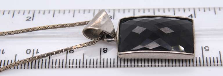 Vintage Sterling Silver Black Onyx Pendant on Chain