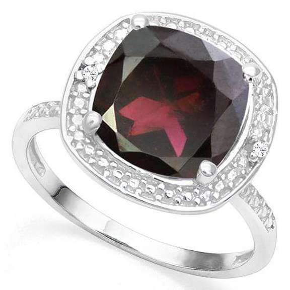 5.09 CT GARNET & DIAMOND 925 STERLING SILVER RING