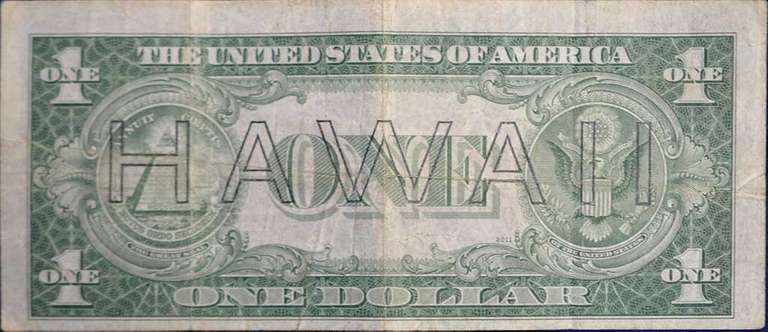 Series 1935A $1 Silver Certificate, World War II Hawaii Emergency Issue Note, Circulated.