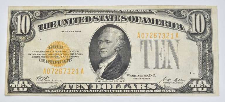 1928 $10 United States Gold Certificate
