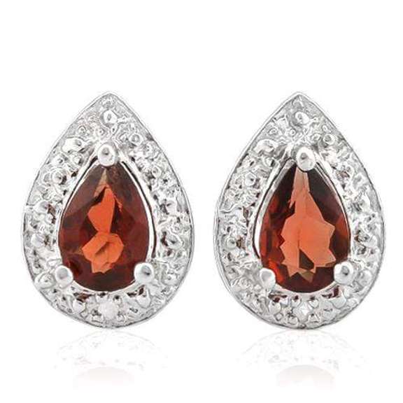 1 CARAT GARNET 925 STERLING SILVER EARRINGS