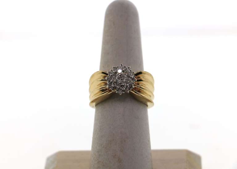 Magnificent Cluster Diamond Ring with Cushion style 14k Gold Band