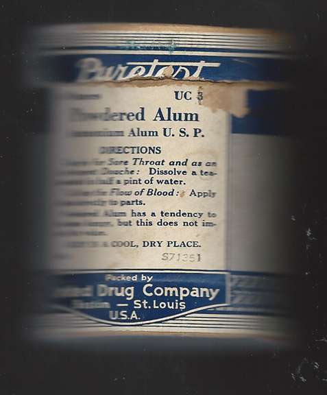 Antique Medicine Containter  Puretest Powdered Alum Rexall United Drug Co.