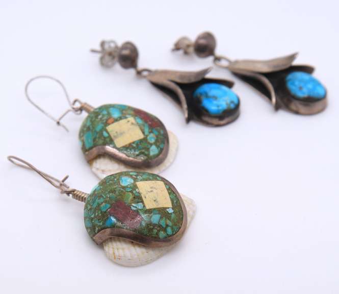 Lot of 2 Sterling Silver Dangle Earrings