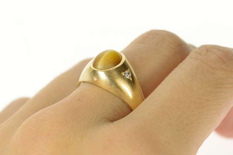 14K Yellow Gold Retro Ornate Tiger's Eye Men's Statement Ring