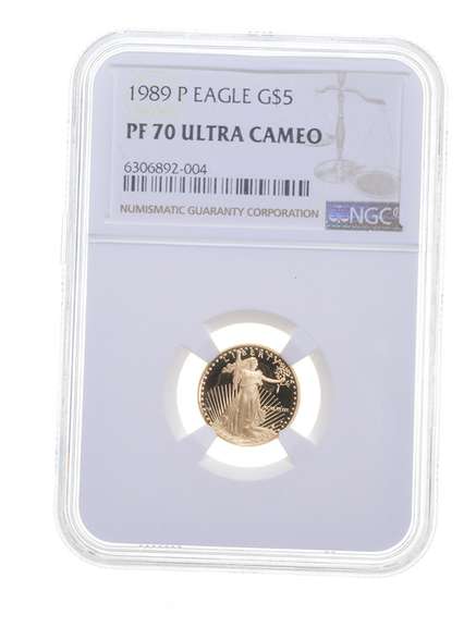 PF70 UCAM 1989-P $5 1/10 Oz. Gold American Eagle - Graded NGC