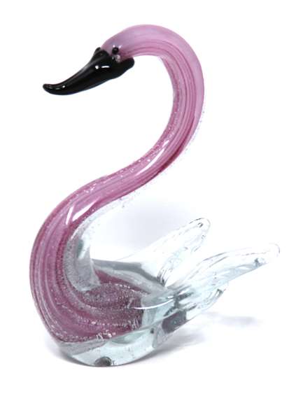 Murano Style Art Glass Swan Figurine