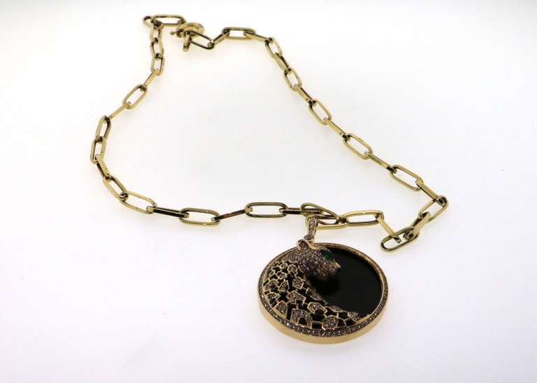 Illustrious Handmade Italian 14k Gold Panther Necklace