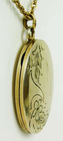 Vintage Engraved Gold Filled Locket & Chain