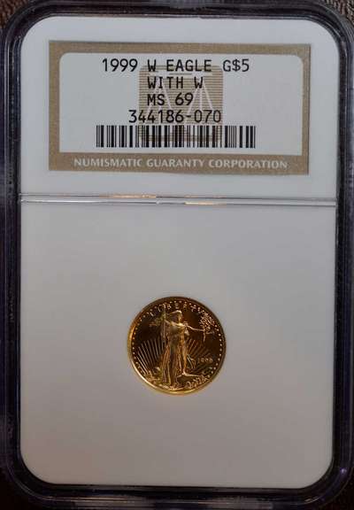 1999 W Eagle G$5 With W NGC MS69