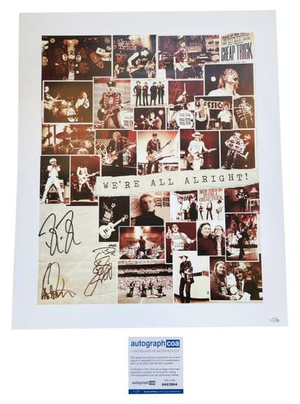 Cheap Trick Signed 20x24 We're All Alright Album lp cd Poster ACOA
