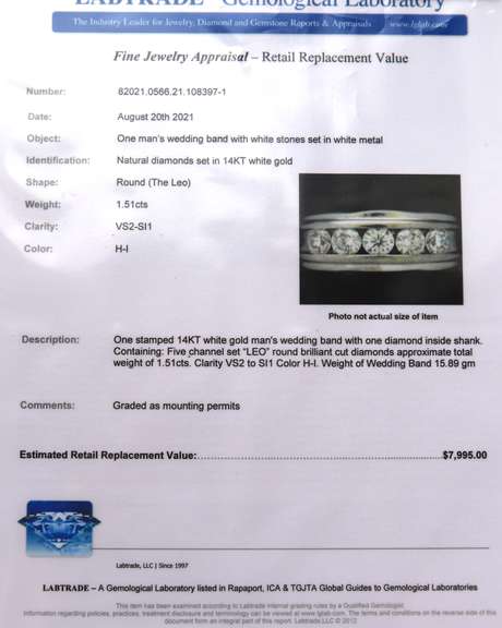 Outstanding White Gold 1.51cts Diamond Wedding Band