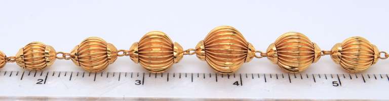 Bright 22KT Fluted Bead Necklace