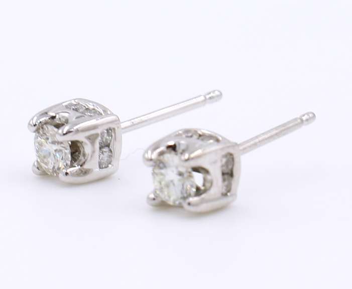 Sparkling White Gold Pave Diamond Stud Earrings