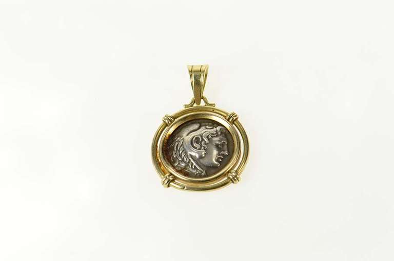 14K Yellow Gold Ancient Roman Tribute Coin Statement Pendant