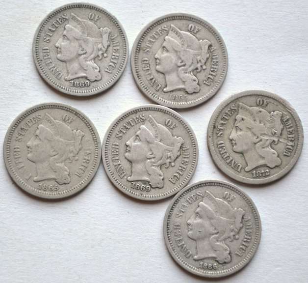 6 Three Cent Nickels