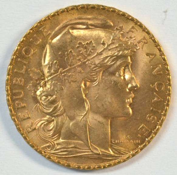 Superb Gem BU 1914 France 20 Francs Gold 'Rooster'