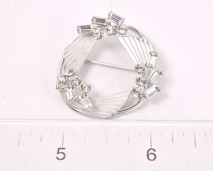 White Crystal Pin in Sterling Silver