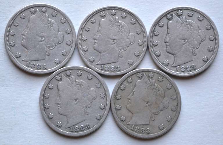 5 1883 Rackateer V Nickels