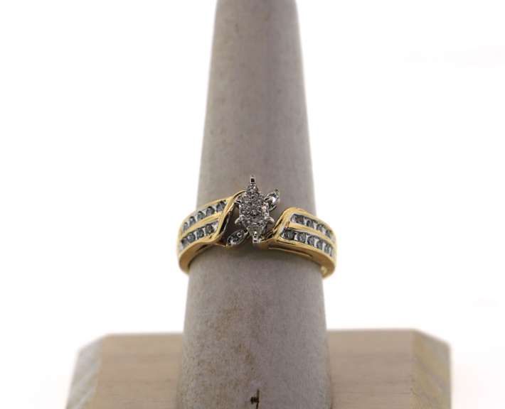 Cosmic 14k Gold Diamond Ring with Double Row Channel Set Round Diamonds