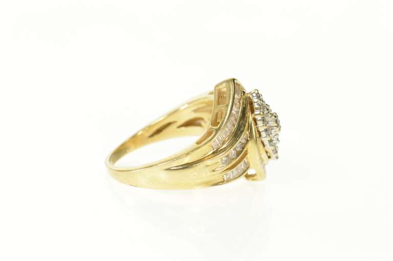 14K Yellow Gold 0.77 Ctw Diamond Encrusted Cluster Statement Ring
