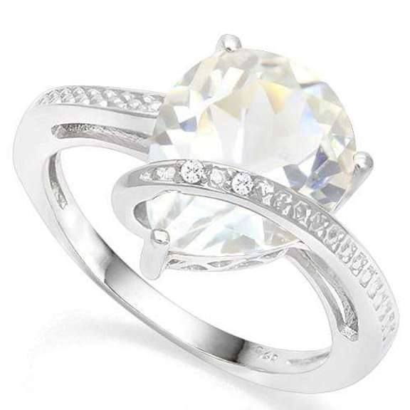 925 STERLING SILVER PR 10*12 MM WHITE TOPAZ WOMEN RING